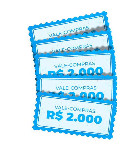 Imagem do prêmio de 5 vale compras no valor de R$ 2.000,00